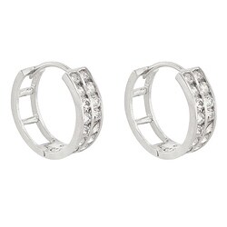 Michele Mies Rhodiumplated Brass Round-cut Cubic Zirconia Hoop Earrings