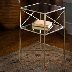Brass-plated Iron and Glass Square Side Table (India)