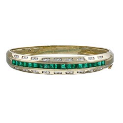 18k Yellow Gold Emerald and 7/8ct TDW Diamond Bracelet (H-I, I2-I3)