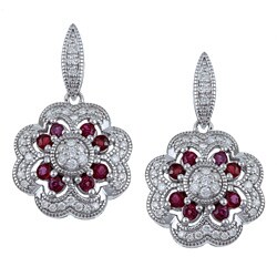 14k White Gold Ruby and 1/2ct TDW Diamond Earrings (H-I, I1-I2)