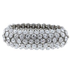 Celeste Silvertone Brass Light  Crystal Stretch Bracelet