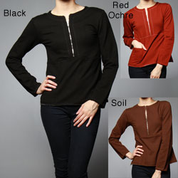 AtoZ Women's 1/2-zip Henley Top