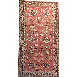 Persian Hand-knotted Hamadan Red/ Ivory Wool Rug (5'4 x 10')