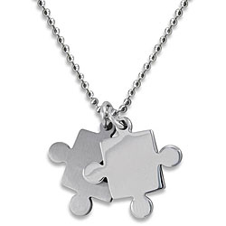 Stainless Steel Brushed/ Polished Puzzle Piece Necklace