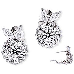 Sterling Silver Cubic Zirconia Flower Stud Earrings