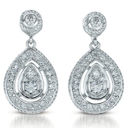 Collette Z Sterling Silver Clear Cubic Zirconia Pear-shaped Drop Earrings
