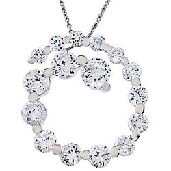 Sterling Silver Clear Cubic Zirconia Swirl Circle Journey Necklace