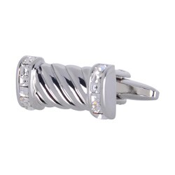 Rhodium Plated Cubic Zirconia Rope Cuff Links