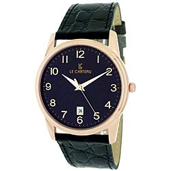 Le Chateau Men's 'Classica' Black Leather Watch