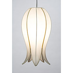 Medium Flowering Lotus White Silk Hanging Lamp (Vietnam)