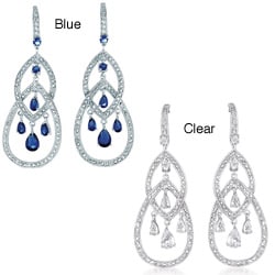 Collette Z Platinum over Sterling Silver Blue and Clear Cubic Zirconia Earrings