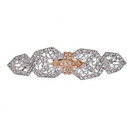 Collette Z Rosetone and Sterling Silver Clear Cubic Zirconia Filigree Brooch