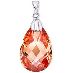 Sterling Silver Orange Cubic Zirconia Drop Necklace