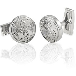 Stainless Steel Textured Circle Cuff Links