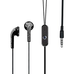Motorola Droid A855 Luxury Black Rhinestone Diamante Handsfree Headset