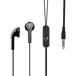 Samsung Captivate Luxury Black Rhinestone Diamante Handsfree Earphone/ Earpiece