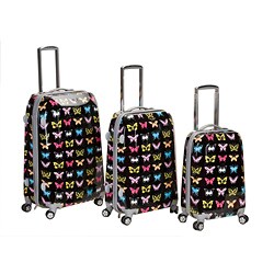 Rockland Vision Butterflies Light Weight 3-piece Hardside Spinner Luggage Set 