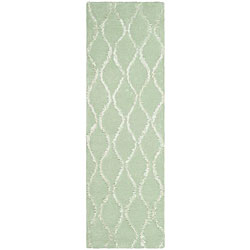 Handmade Soho Waves Aqua Green N. Z. Wool Runner (2'6 x 10')