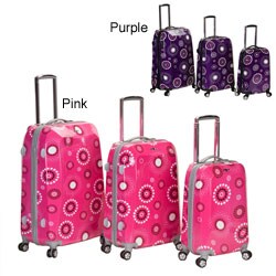 Rockland Vision Pink Circles Light Weight 3-piece Hardside Spinner Luggage Set
