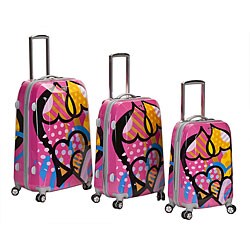 Rockland Vision Pink Heart 3-piece Hardside Spinner Luggage Set 