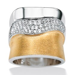 Ultimate CZ Sterling Silver and 18k Goldplated Cubic Zirconia Band