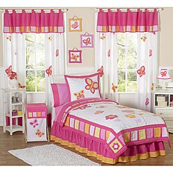 Sweet JoJo Designs Pink and Orange Butterfly 4-piece Twin-size Girl's Bedding Set
