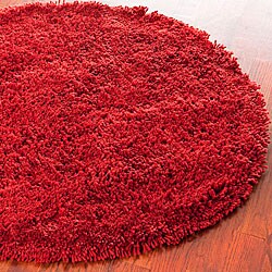 Hand-woven Bliss Rusty Red Shag Rug (4' Round)