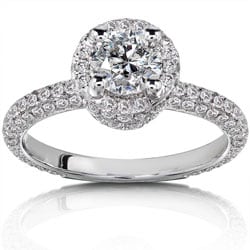 14k White Gold 1 1/2ct TDW Diamond Halo Engagement Ring