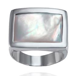 Stainless Steel Mother Of Pearl Square Ring