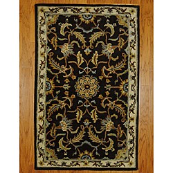 Indo Tibetan Hand-tufted Brown / Ivory Wool Rug (3.3 x 5.3)