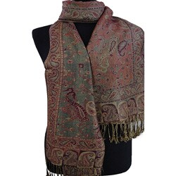 Zero Zero Elegant Sage Reversible Paisley Shawl Wrap