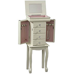 Traditional Style White Jewelry Armoire Chest