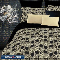Street Revival Flower Skull 6-Piece Twin-size Bed in a Bag with Sheet Set