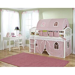 VP Home Lowell Junior Twin-size Pink/ White Tent/ Loft Bed