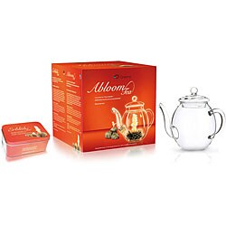 Creano Glass Carafe with White Abloom Tea Gift Set