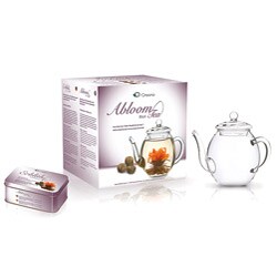 Creano Glass Carafe with Black Abloom Tea Gift Set