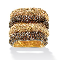 Lillith Star Gold over Silver Brown and Yellow Cubic Zirconia Ring