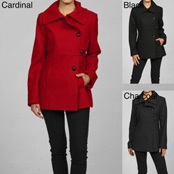 DKNY Women's Asymmetrical Wool Blend Peacoat
