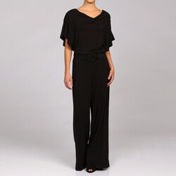 Grace Elements Women's Flutter-sleeve Cowlneck Jumpsuit