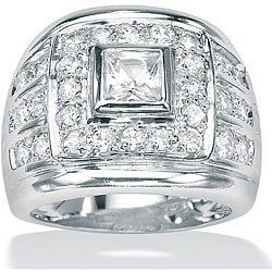 Ultimate CZ Sterling Silver Men's Clear Cubic Zirconia Ring