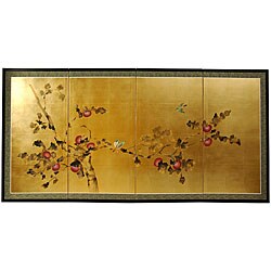 Silk and Wood 24-inch Cherry Blossom Wall Hanging (China)