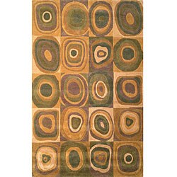 Hand-tufted Circles Green Geometric Rug (6'6 x 5'6)