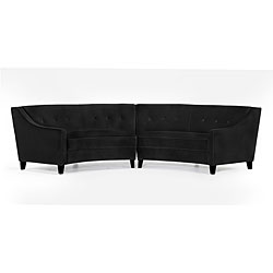 Contemporary Black Velvet Sectional Sofa