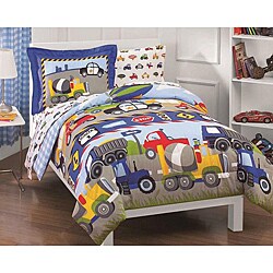 Trucks and Tractors 5-piece Twin-size Bed in a Bag with Sheet Set