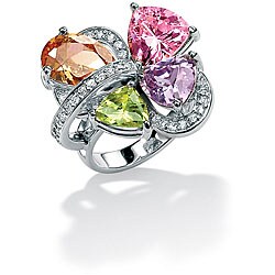 Lillith Star Sterling Silver Multi-colored Cubic Zirconia Ring