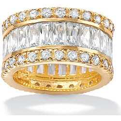 Ultimate CZ Gold over Silver Cubic Zirconia Eternity Ring