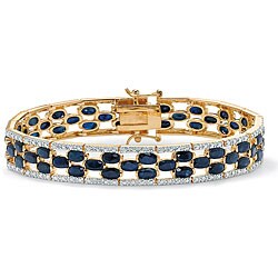 Angelina D'Andrea Gold Over Silver Sapphire and Diamond Accent Bracelet