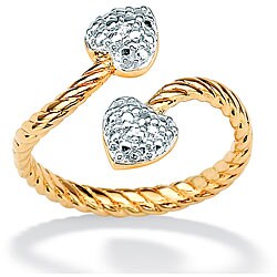 18k Gold Over Silver Diamond-accented Heart Ring