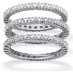 Gold over Silver Diamond Accent 3-piece Eternity-style Ring Set