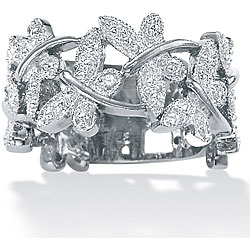 Platinum over Silver Diamond Accent Butterfly Ring